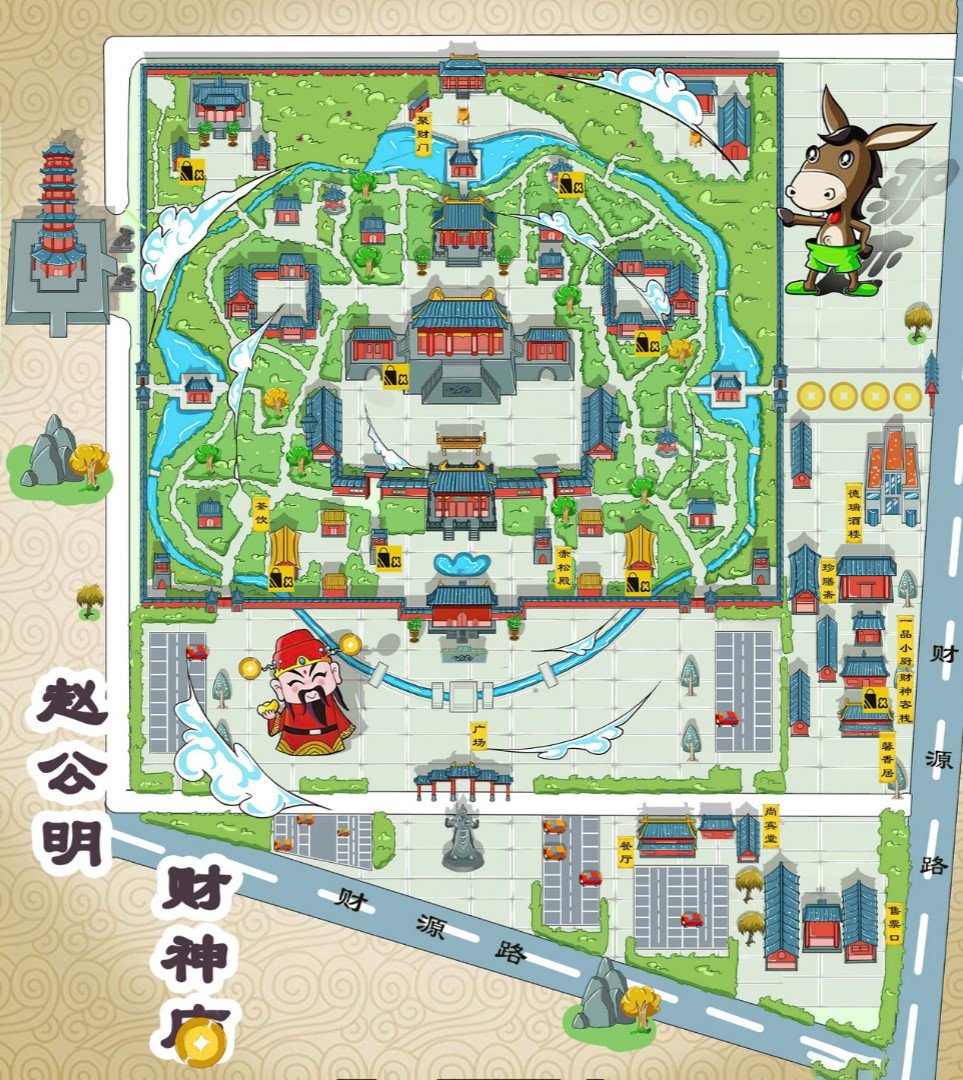 甘井子寺庙类手绘地图